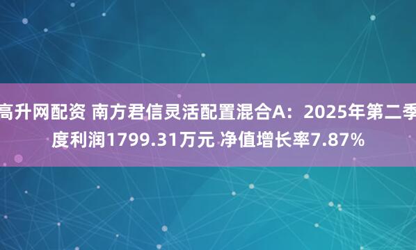高升网配资 南方君信灵活配置混合A：2025年第二季度利润1799.31万元 净值增长率7.87%